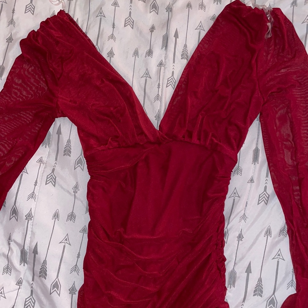 Fashion Nova Sheer Red Dress